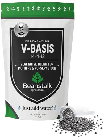 Beanstalk Agriculture V-Basis Fertilizer 14-4-12–Controlled Release Outdoor/Indoor Hydroponic Plant Food–Ideal for Mother Plants Nursery Stock–Enhances Vegetative Growth, Seedlings, Cuttings – 1 Pound