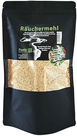 Peetz Räuchermehl, Räucherspäne Kirsche 2 x 500 g (1 kg) Cherry, Kirschbaumholz für Sparbrand, zum Heiß- und Kalträuchern