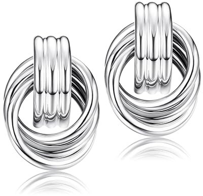 Dochais Knoten Tropfen Ohrringe, 316L Hypoallergene Elegante Goldene Ohrringe Hängend Chunky Drop Statement, Mode Schmuck Geschenk für Damen