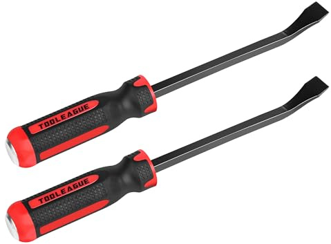 TOOLEAGUE Utility 2Pcs Pry Bar Set,8-Inch Mechanic Hand Tools with Thicker Strike Cap Handle, Pry Bar Tools for Automotive,Home&Garage DIY Job