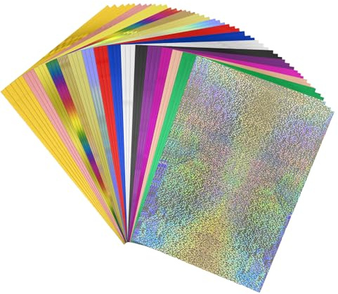 OTCRAFT 50 st toner reaktiv folie, foliepapper för tonerfoliefolie av laserskrivare och laminator, för scrapbooking pappershantverk 20 x 29 cm (16 färgblandning)