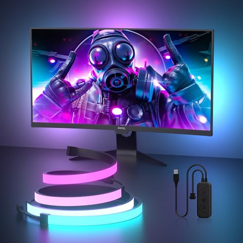 Lampe pour moniteur de jeu MIWATT, rétroéclairage avec effet de synchronisation des couleurs d'écran pour moniteur d'ordinateur de 24-27 pouces, compatible avec Windows