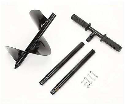 Ensemble de tarières de clôture - Ø 100 mm - Avec poignée antidérapante - Outil de jardinage en spirale en acier pour culture profonde, plantation de bulbes, parapluies, glace, mélange d'engrais