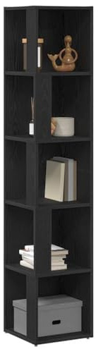 vidaXL Estanterías de Esquina Roble Negro 33 x 33 x 164,5 cm, Mueble de Almacenamiento para Sala, estantes Cuadrados, Organizador Moderno, solución Funcional de Pared