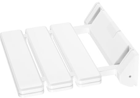 Shower Stool Wall Mounted, White ABS & Aluminium Folding Shower Seat with 286lbs Load Capacity, Foldable Waterproof Bathroom Seating Chair for Elderly, Disabled, Pregnant Women