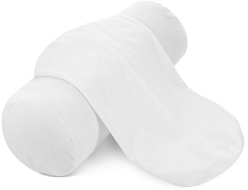 2 Stück Nackenrollenbezug, 40 X 15 cm Nackenkissenbezug mit Reißverschluss, Zylindrischer Kissenbezug, Weiß für Nackenrolle Grauer für Kissenrollen aus Memory-Schaum und Nackenkissenrollen