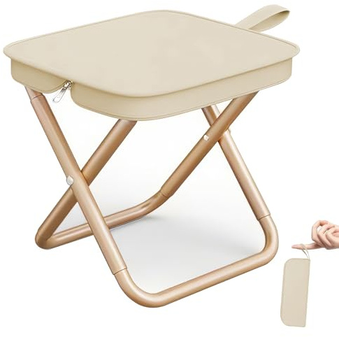 Pmueuff Taburete Plegable Camping, Mini Sillas Camping Plegable Ligera con Bolsa de Transporte Taburete Plegable Portátil Compacto Taburete para Camping, Pesca, Senderismo, Viajes, Playas