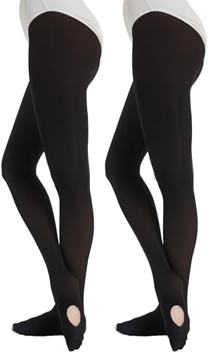 DUCMODA Medias convertibles de ballet para mujer, semiopacas, ultrasuaves, para mujeres 2 negro L-XL