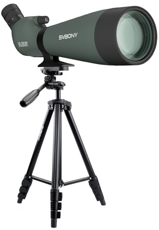 Svbony SV28 25–75 x 100 Tubkikare med Stativ, Stort Synfält, Ljusa Tydliga | HD BAK4 Porro Prisma FMC, Spektiv med Mobiltelefonadapter, Bärväska för Sportskydd, Fågelskådning, Vilda Djur