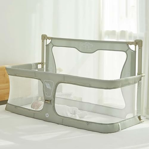 babykorg, 3 i 1 Baby Bassinet, Co Sleeping Bed for, Bassinets Bedside Sleeper med andningsbart och synligt nätfönster, mjukt tvättbart foderöverdrag(Light Green)
