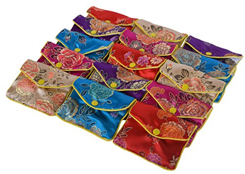 Baitaihem 15 Pack Jewelry Purse Pouch Gift Bags Chinese Silk Style Brocade Embroidered Bag,Multiple Colors(Medium)