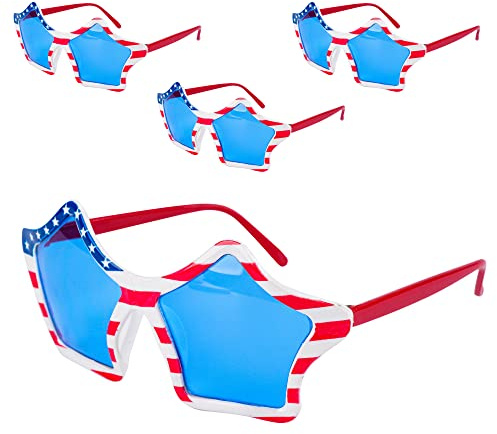WBCBEC 4 Pairs American Flag Sunglasses, Retro Style, Unisex-Adults & Children, Independence Day
