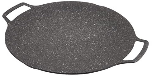 Wnesy Koreanische Grillplatte, runde Teppanyaki-Pfanne, Gute Wärmedämmung, Antihaftbeschichtung, für den Herd im Freien Universaltyp 36cm