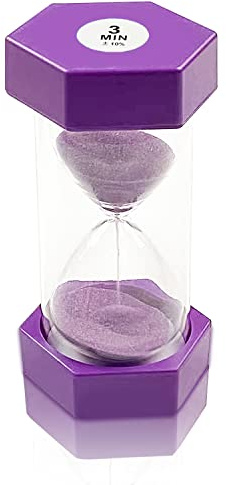 Hourglass Sand Timer, Sand Timer, Coloured Sand Timers for Children, Kitchen Timer Child Game Toy, Toothbrush Timer Sandglass, Home Office Decoration, 3 Minutes, Purple
