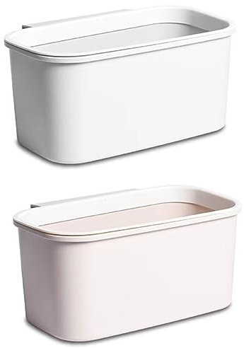 Penelife 2x Poubelle Plan de Travail à Suspendre - Table à Langer Bébé - Bac Plastique Cuisine 26 x 17 x 12 cm - Corbeilles Gris Beige