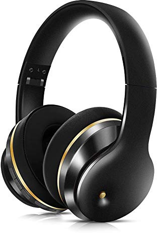 CAFFIA Wireless Noise Canceling Overhead Headphones with Mic, Over Ear Wireless Bluetooth Headphones, Deep Bass, for Adults, TV, Online Class, Home Office (Color : Black)