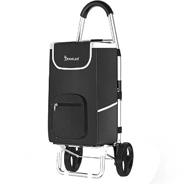 56 L Einkauf Trolley Einkaufswagen Shopping Trolley Tasche Aluminium Stabil Schwarz