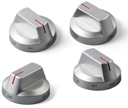 Atgestore DG94-03500A/Z Stove Knob Replacement for Samsung Stove Parts DG94-03500W DG94-03500U NX60T8111SS NX60T8311SS Samsung Range Part Gas Burner Knobs Cooktop Control Knobs Plastic Gray