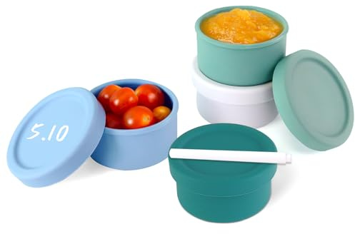Finorder 4 Pack 5oz Silicone Food Containers, Baby Snack Storage Containers with Airtight Lids,Meal Prep Lunch Bento Box Freezer Dishwasher Safe for Daycare, School, Kids