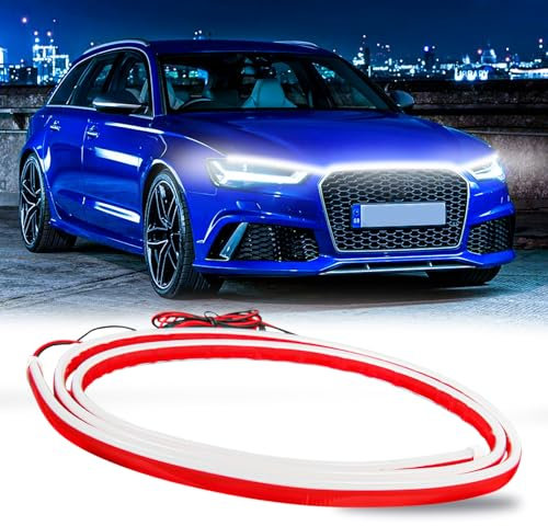 DREAMIZER LED-Streifen für Motorhaube, Stangen und Neonlichter, 12 V, 180 cm, Scan Start Lichtleiste für Auto, Outdoor, LED-Lichter für Auto, SUV, LKW, 4 x 4, Anhänger, Weiß