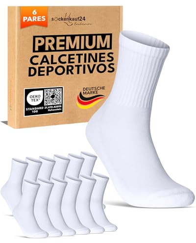 sockenkauf24 Calze Sportive Uomo Calzini Tennis 6 Paia Spugna Rinforzati Crew Socks 70107T (Bianco 39-42)
