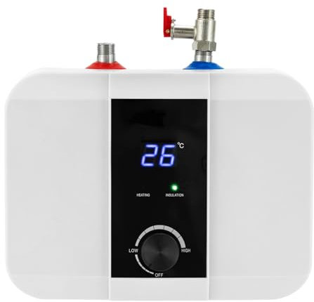 Genomströmningsvärmare, 1 500 W, 1,59 hyllor, elektrisk vattenvärmare, 220 V, minitank, varmvattenberedare, 6 l, med LED-display, för kök, 33 x 23 x 24 cm
