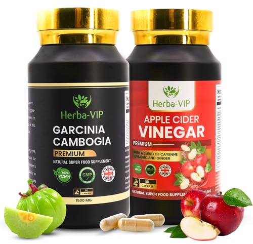 Apple Cider Vinegar with Cayenne Pepper, Turmeric & Ginger Root + Garcinia Cambogia with Calcium, Potassium, Chromium, etc. - UK Formulated Food Supplements Capsules – Both Vegan & Vegetarian Suitable
