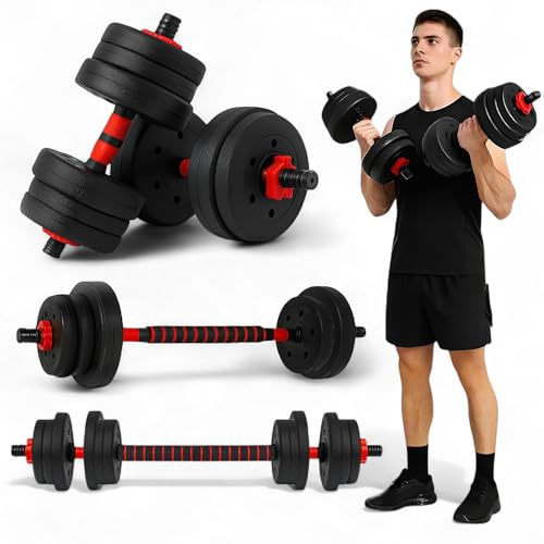 TANNESS Dumbbells Set - 2 in 1 Adjustable Dumbbells - Dumbbell Sets for Men and Women - Barbell Weights Set with Connecting Rod - 20kg Dumbbell Pair - Gym Equipment - Exercise Equipment for Home Use