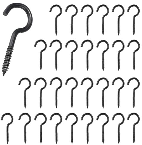 Lanovuto 30 Piezas Ganchos de Tornillo, Alcayatas Pared Metálico, Ganchos de Techo para Cestas de Plantas, Casas de Pájaros, Ratán