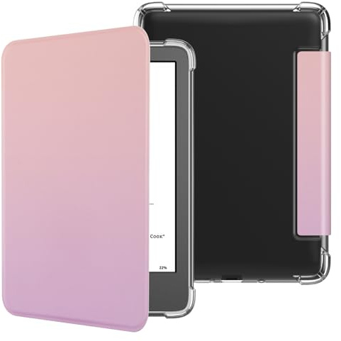 HGWALP-fodral för 6 tum Kindle (11:e generationen-2024/2022 Release), ultraklart mjuk flexibel transparent TPU bakskydd lätt skal med automatisk uppvakning/sömn för Kindle 2024/2022 11:e generationen