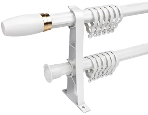 LTSRLL Barras De Cortina Dobles Gruesas De 0,32 Cm para Ventanas, Montaje En Pared, Juego De Rieles para Dormitorio Y Sala De Estar(White,120cm/3.9ft)