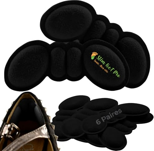 Coussinets Talon Type Papillon Noir – 6 Paires Slim Feet Pro | Soutien Confort 3D, Anti-Frottement & Ajustement Chaussures Trop Grandes Homme/Femme