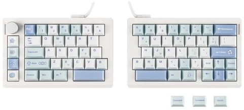 EPOMAKER Split70 Ergonomische Gaming Tastatur Kabellos mit QMK/VIA & Drehknopf, Hot Swap Mechanische Tastatur RGB, Gasket, Linear Schalter, für Mac/Win (70% QWERTY Englisch) (Weiß)
