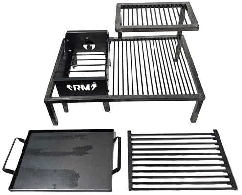 Griglia argentina di lusso con moduli in ferro rimovibili, griglia argentina in ferro, barbecue Parrilla Asado + braciere, dimensioni 61 x 40,6 cm