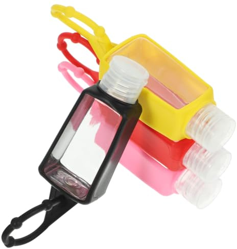 TEHAUX 4 Pezzi Set da 4 Bottiglie in Plastica da 30 Ml Manicotto in Silicone, Contenitori per Liquidi Portatili di Perdite, per Viaggio e Uso Quotidiano, Leggeri e Compatti