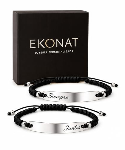 Ekonat- Regalo para Parejas – Pulseras Siempre y Juntos de Acero Inoxidable Ajustables – Regalos Pareja con Significado – Pulsera Mujer Personalizada