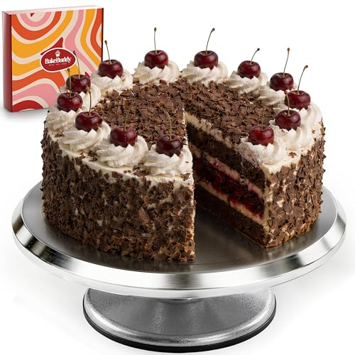 BakeBuddy Piatto girevole per torte – Giratorta 30 cm in alluminio con base antiscivolo | Alzata girevole per torta di alta qualità | Accessori per la pasticceria | Idea regalo