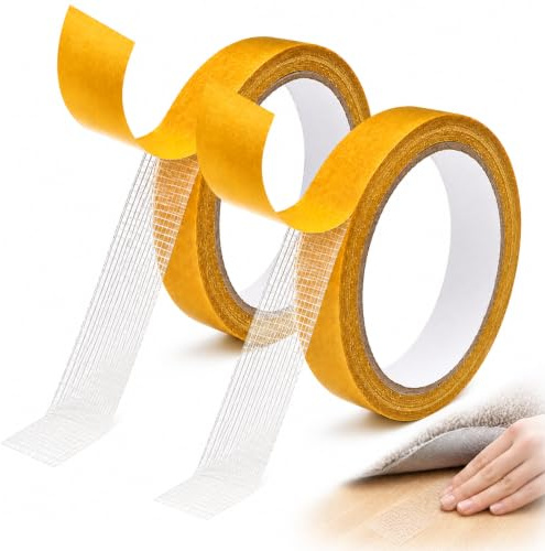 Cinta Doble Cara Textil 2 Rollos 20mmx10m para Dobladillos Pantalones Ropa | Transparente Invisible | para Alfombra y Cortinas | Sin Plancha ni Máquina de Coser | Fliselina Doble Cara | Termoadhesiva