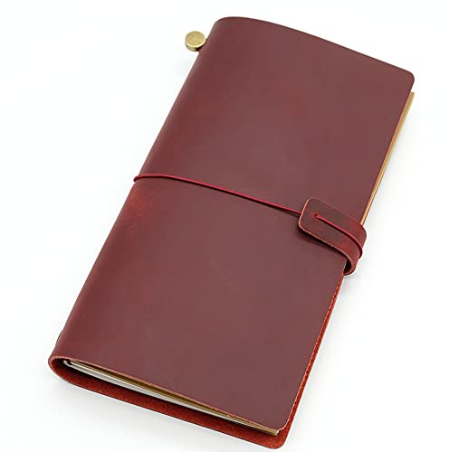 anteckningsbok, Notebook Resedagbok for resebok i äkta läder. Vintage handgjord kohudspresent(Wine,13x9CM)