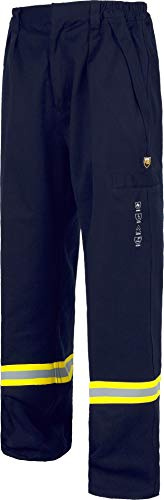 Work Team Pantalón Ignífuga, Tejido Modacrílico, Algodón, Antiestático y Cintas Reflectantes.EN11612,EN11611,EN1149,EN61482. Hombre Marino M