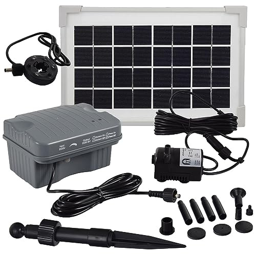Agora-Tec® Solar Teichpumpe Set 3,5W beleuchtet Li-Akku & 3-fach LED Ring