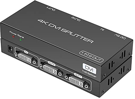 Splitter DVI 2 Ports Le Répartiteur DVI avec 1 Entrée et 2 Sorties Prend en Charge des Résolutions Jusqu'à 4K30Hz, Convient pour Ordinateur Portable PC DVR Projecteur HDTV
