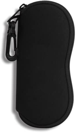 Hion Custodia per occhiali Occhiali da sole Custodia morbida con Clip da Cintura Custodia per Occhiali da Sole con Cerniera in Neoprene Ultraleggero Borsa per Occhiali da Sole Stampata(Nero)