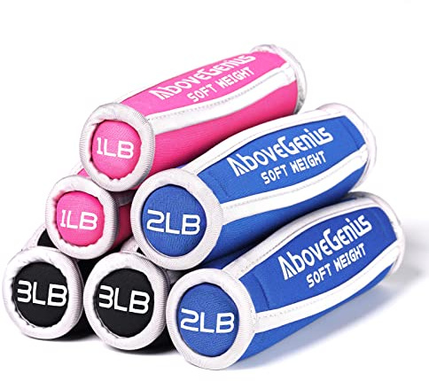 AboveGenius Hand Weights for Women Men, Soft Dumbbells Set of 6(1lb 2lb 3lb Each Pack) for Dumbbell Walking Weight Sets with Hand Strap for Workout Running, Jogging and Physical Therapy, Mothers Day Gifts for Mom