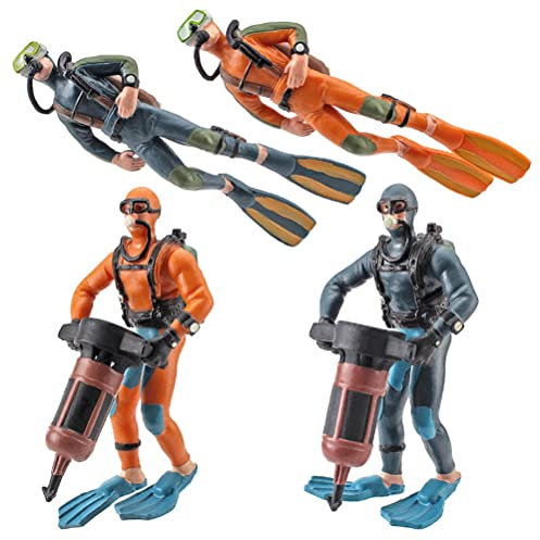 Tumnea Taucher Spielzeug Figuren, Unterwasser Abenteuer Taucher Actionfigur, Mini Scuba Diver Figur, Miniatur Taucher Figur Spielset für Tischornamente Dekoration - 4 Stücke