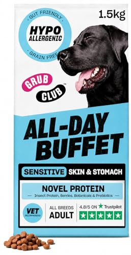 Grub Club Dry Dog Food (1.5kg - All Day Buffet) - Hypoallergenic, Grain Free, Nutritionally Complete Food - High Protein, Packed With Vitamins, Minerals & Glucosamine For Joint Health - Made In The UK