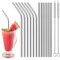 Gvolatee Paille Inox Reutilisable 12 Pcs (6 Droites + 6 Courbées), Pailles Bubble Tea 21cm avec 2 Brosses de Nettoyage, Paille Metal pour Cocktails, Lait Glacé, Thé, Milkshakes, Café Glacé