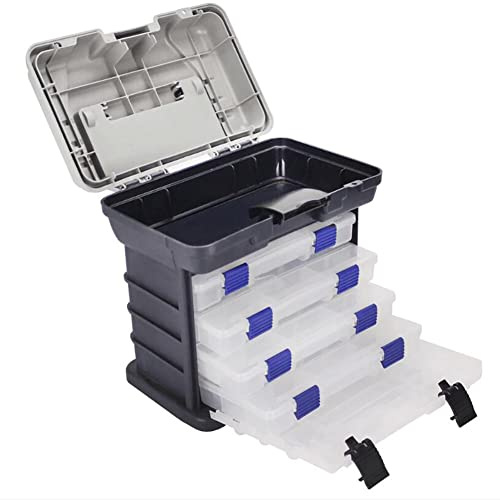 Boîte à Pêche Siège, Boite de Leurre Peche Boîtes de Rangement avec Plateaux Multicompartiments Réglables Caisse de Peche Étanche Accessoire de Peche