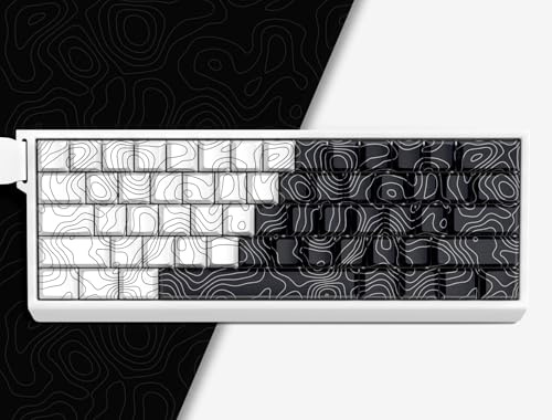 dagaladoo Double Shot PBT keycaps,White Black Topographic keycaps,Dye-sub keycaps Shine Through,Side Print Keyboard caps,dye Sublimation,Cherry Profile Key caps for US Layout Mechanical Keyboard