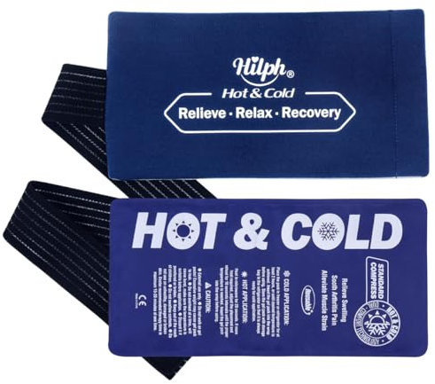 Hilph Poche de Glace en Gel avec Sangle, 28x14cm Poches de Glace Froid pour Genou & Cheville, Compresse à Glace Froide Versatile - Sac Glace de Froid Réutilisable & Durable